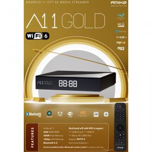 Amiko A11 GOLD – 4K Android OTT médialejátszó és IPTV vevő