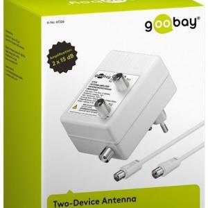 ANTENNA KÁBEL TV ERŐSÍTŐ 2-ES ELOSZTÓVAL GOOBAY konnektorba dugható