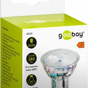 Goobay 45610 LED reflektor izzó – GU10, 3,5 W, meleg fehér 2700 K