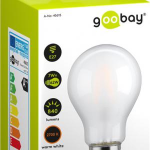 Goobay 45615 Filament LED izzó E27, 7 W, meleg fehér