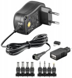 Goobay 53996 univerzális tápegység 3–12 V max. 12 W / 1 A, 8× DC + USB adapterrel
