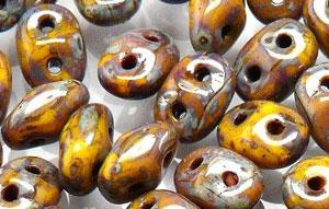 Superduo Opaque yellow picasso silver