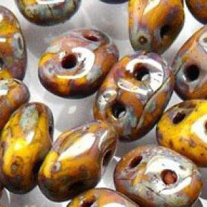 Superduo Opaque yellow picasso silver