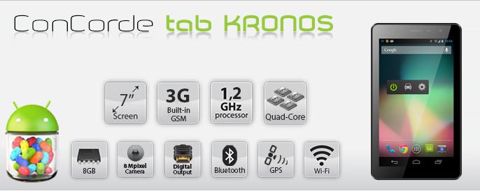 Tablet 7' tablet Kronos +billentyűzet   tok fekete/szürke