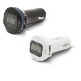 USB töltő feszültségmérővel és árammérővel Autós adapter dupla