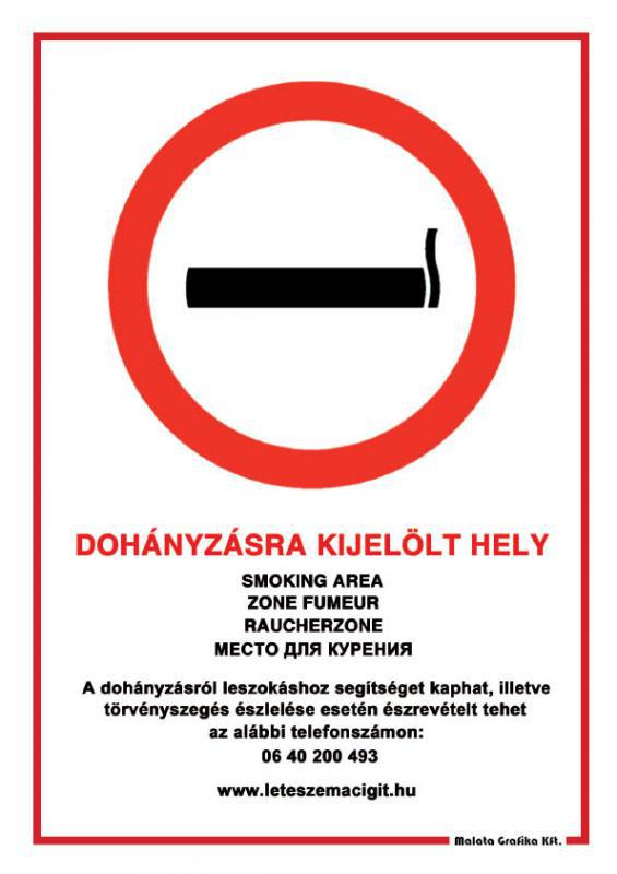 Dohányzásra kijelölt hely tábla A/5