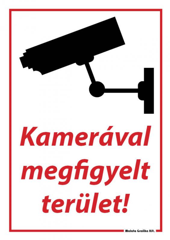 Kamerával megfigyelt terület - A/4 tábla