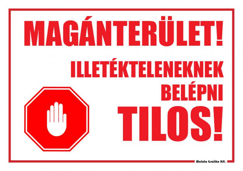 Magánterület - A/4 tábla