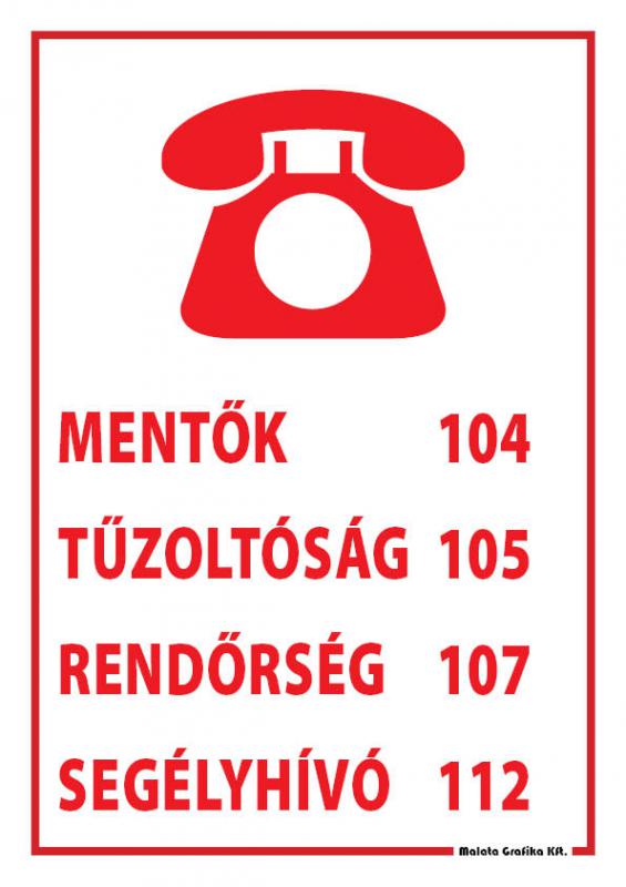 Segélyhívó számok - A/3 tábla
