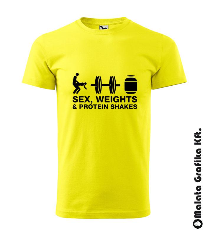 Sex, weights & protein shakes póló