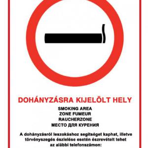 Dohányzásra kijelölt hely tábla A/5