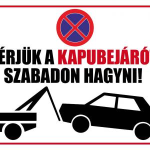Kérjük a kapubejárót szabadon hagyni!