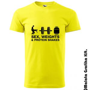 Sex, weights & protein shakes póló
