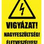 Vigyázat! Nagyfeszültség - A/4 tábla