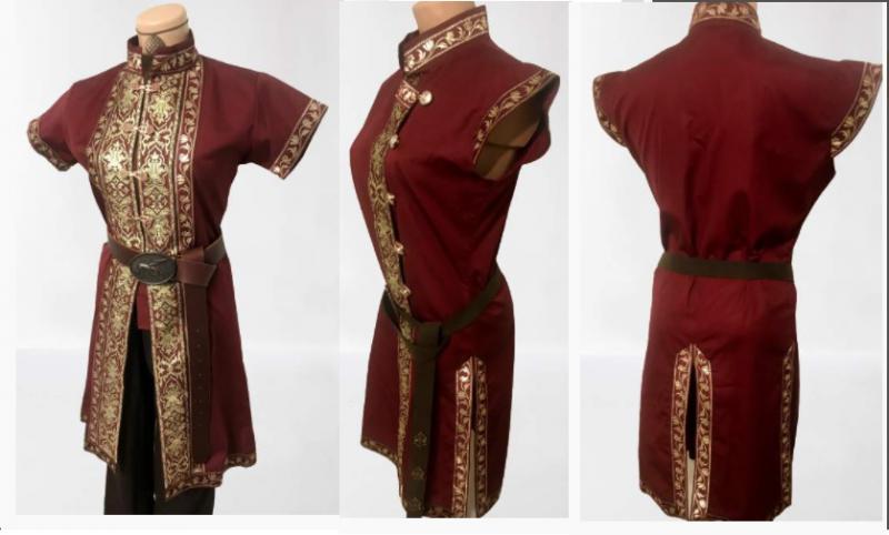 Kaftán Női középen záródó bordó-arany