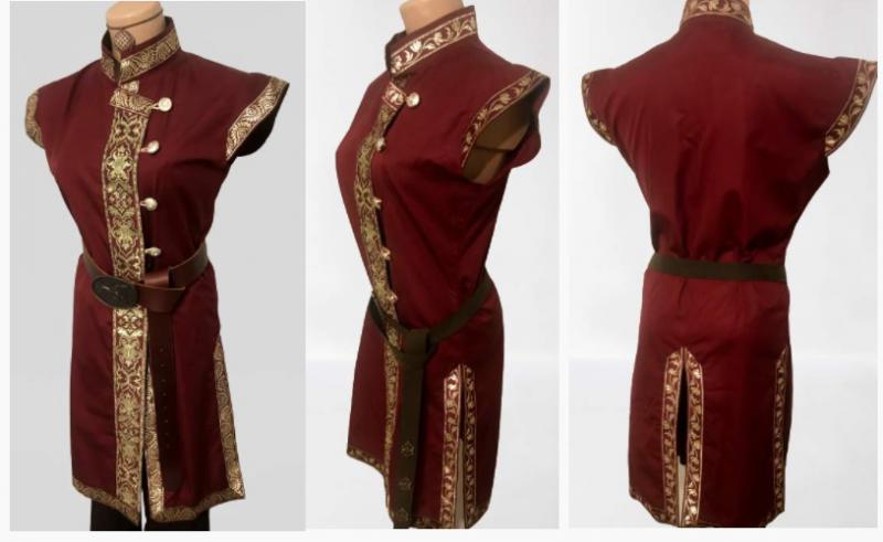 Kaftán Női Oldalt záródó mongol típusú - bordó-arany