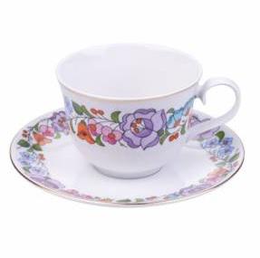 Teacsésze és alj szomorú kalocsai mintás