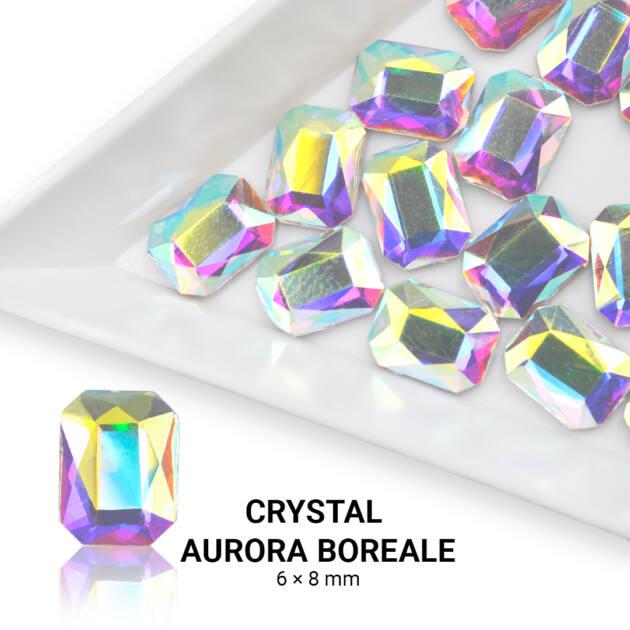 Formakő téglalap alakú - 6x8mm - Crystal AB 20db