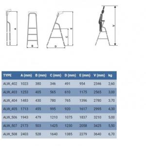 Elkop Háztartási alu létra 5 fok