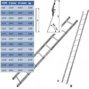 ELKOP Támasztó alu létra 1x12 fok