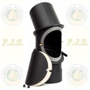 Füstcső könyök Ø180/0-90° állítható Vastag falú fekete acél 2mm tisztító nyílással BERTRAMS