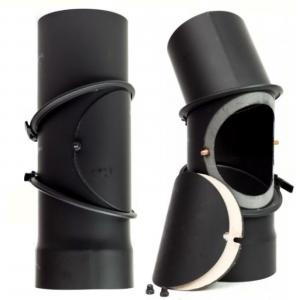 Füstcső könyök Ø180/0-90° állítható Vastag falú fekete acél 2mm tisztító nyílással BERTRAMS