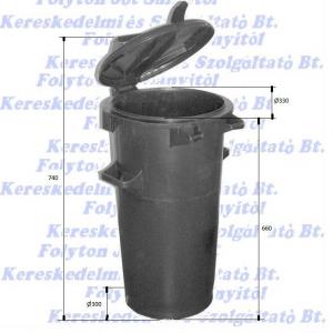 Háztartási kuka 50 L fekete szemetes CE