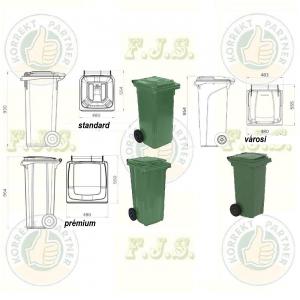 Kukafedél 120l fekete háztartási szemetes antracit