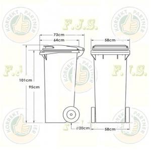 Leziter Kuka 240l barna. kültéri Kerekes háztartási szemetes Hulladéktároló EN-840
