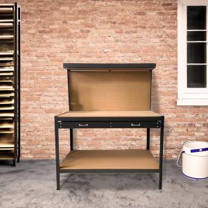 Munkaasztal, munkapad fiókkal fekete