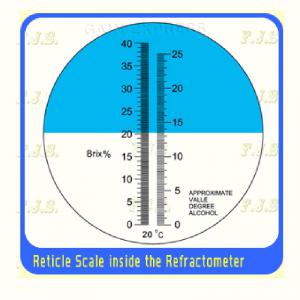 Refractometer 0-40 Brix és 0-25 V/V % alkohol, (borhoz) piros