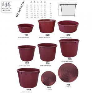 Szüretelőkád 350l bordó