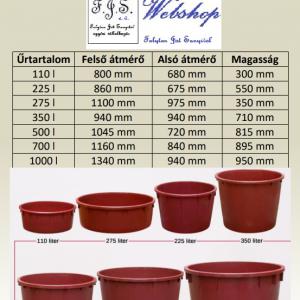 Szüretelőkád fedél 700l bordó tető (1160 mm)