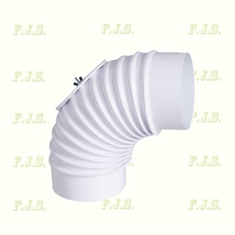 Füstcső alumínium Könyök Ø 76/ 90° tisztítónyílással Szinterezett fehér