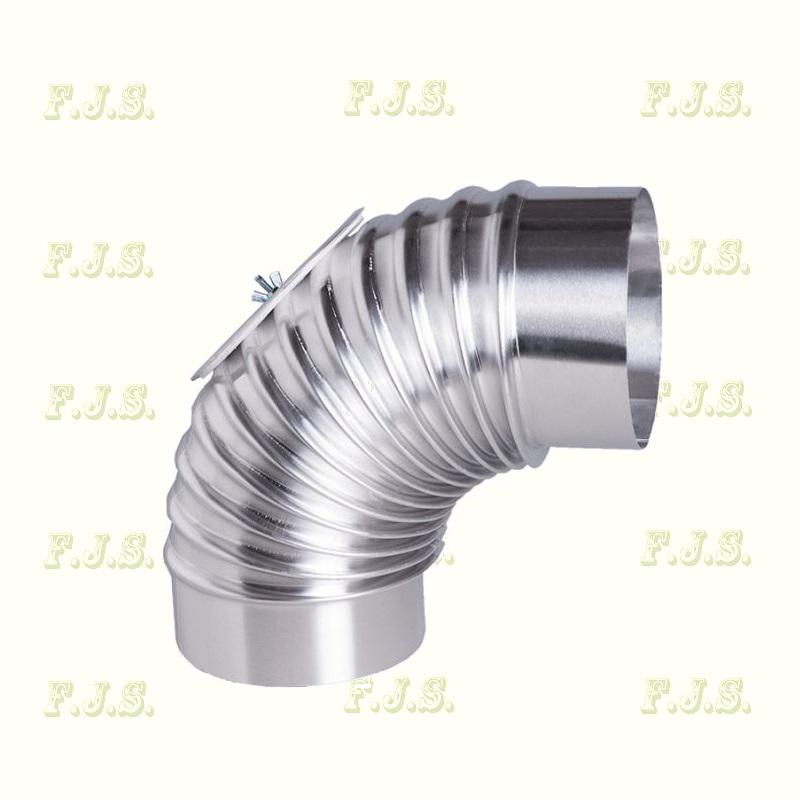 Füstcső alumínium Könyök Ø120/ 90° tisztítónyílással natúr