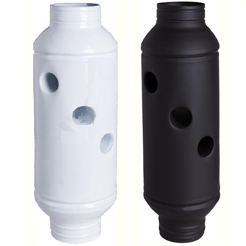 Füstcső Hődob Ø118/630 Ø120/630 Fehér zománcos 4 lyukas hőfokozó