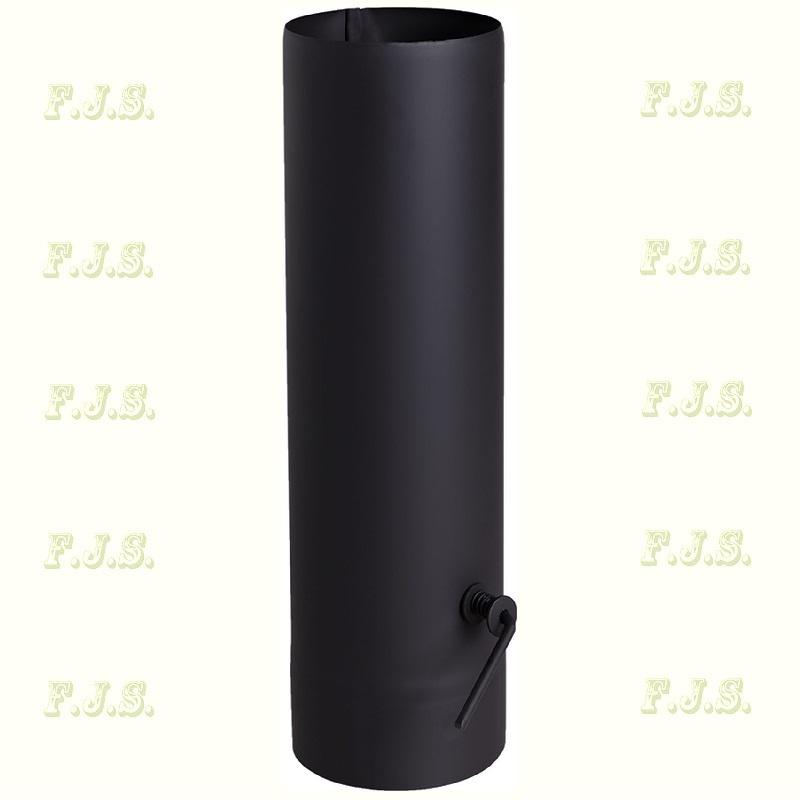 Füstcső huzatszabályzós Ø160/500 vastag falú 1 mm fekete pillangószelep acél