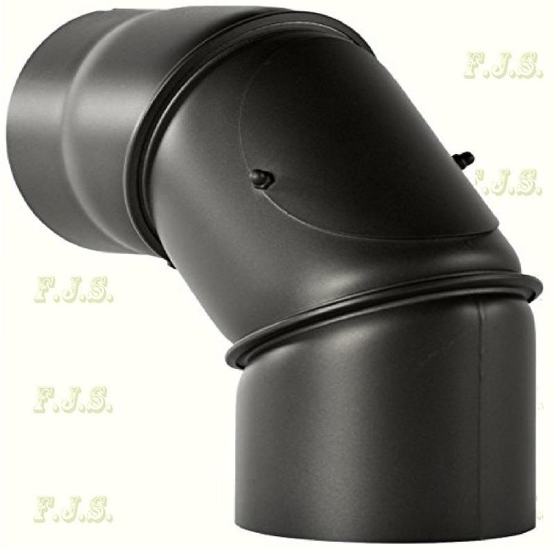 Füstcső könyök Ø120/0-90° állítható Vastag falú fekete acél 2mm tisztító nyílással BERTRAMS