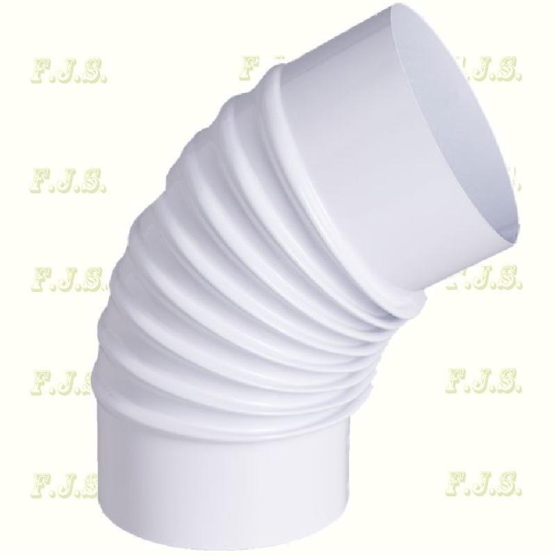 Füstcső könyök Ø130/45°(120°) Fehér zománcozott acél