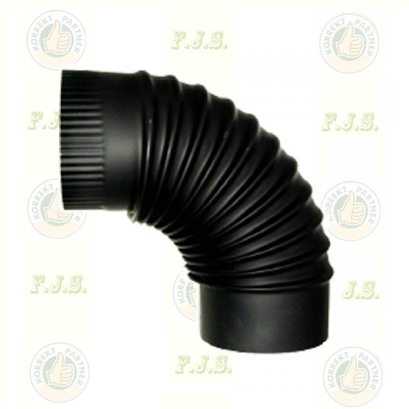 Füstcső könyök Ø150/90° fekete acél fi 150 mm