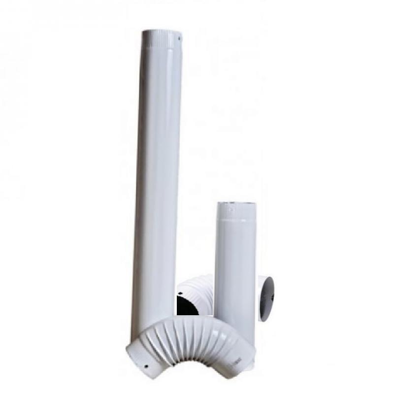 Füstcső szett Ø120mm 4 részes fehér zománcos 150cm klt