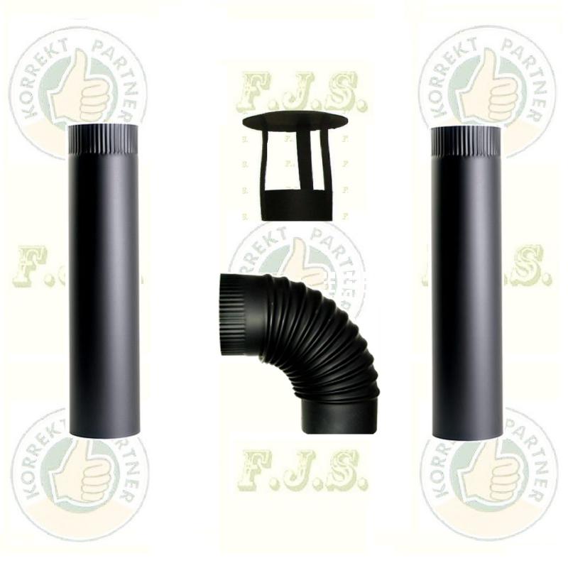 Füstcső szett Ø120mm 4 részes fekete üstházra