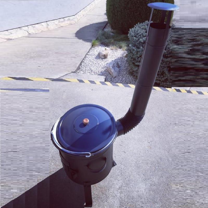 Gulyásbogrács készlet 22l. zománcozott /üstház + cső + bogrács + fedő/ (8 részes)