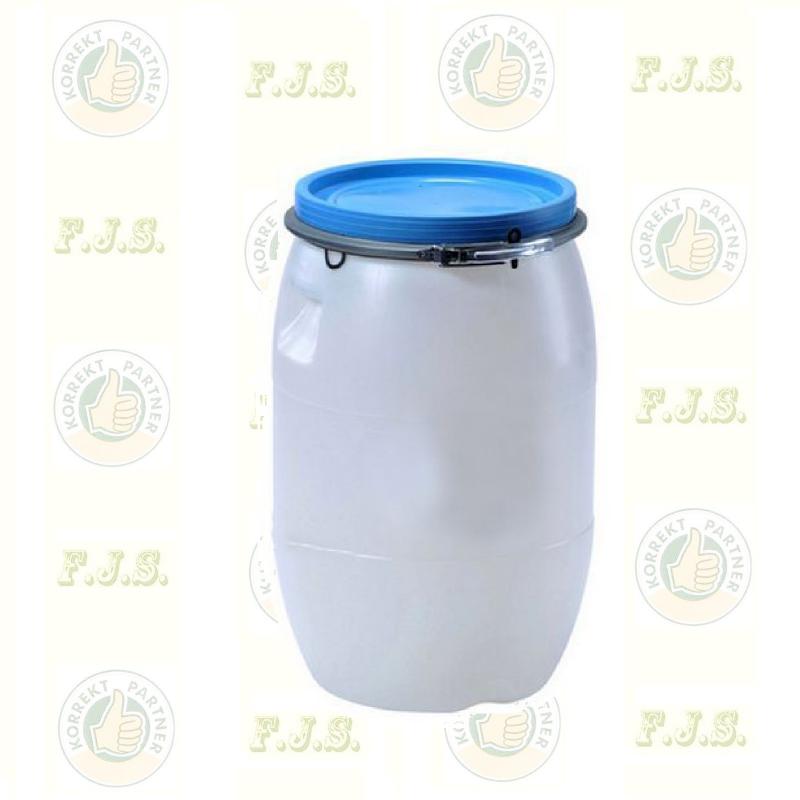 hordó műanyag fehér 220 L Könnyített bilincses fedeles EKO 220 liter