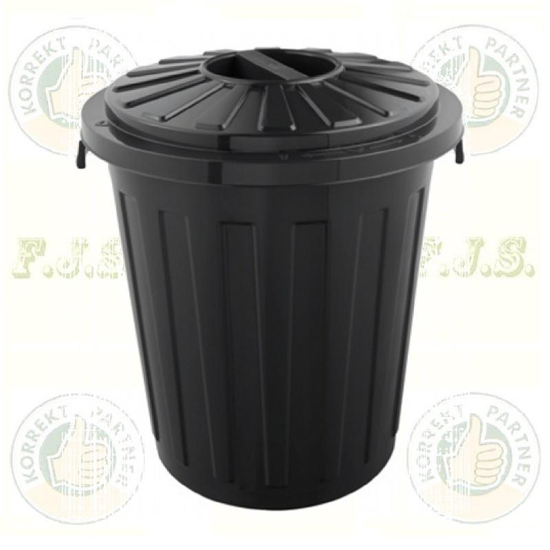 hulladéktároló 50 l fekete fekete fedéllel