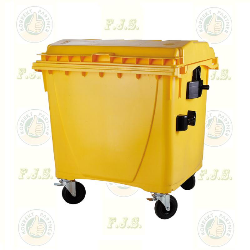 konténer 1100 l műanyag sárga lapos fedéllel