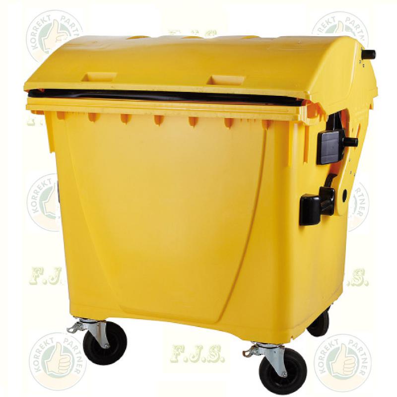 konténer 1100 l sárga műanyag, íves fedelű CE