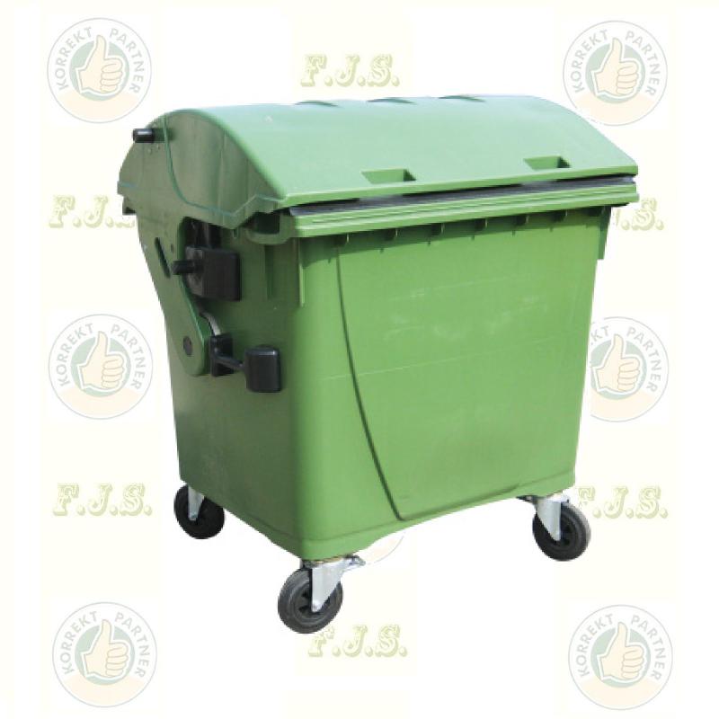 konténer 1100 l zöld műanyag, íves fedelű CE