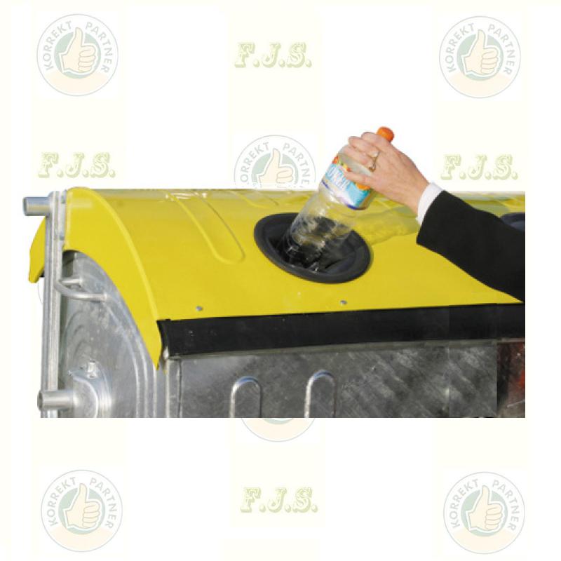 konténer 1100l szelektív műanyag gyűjtő horganyzott acél sárga fedéllel