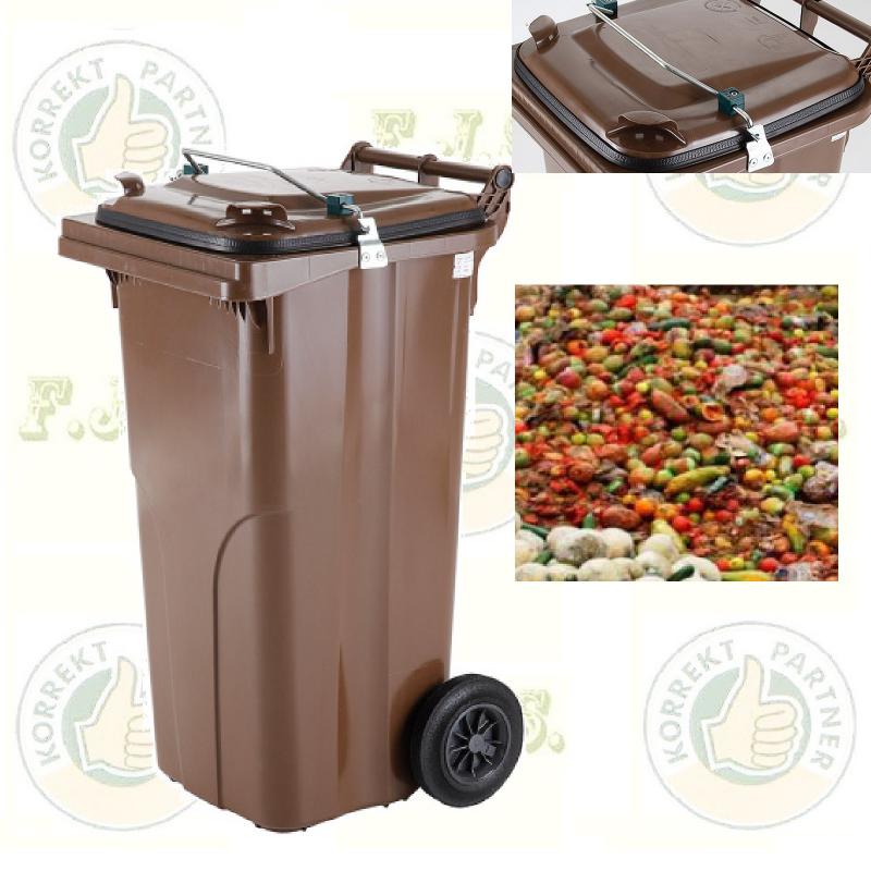 Kuka 120 literes Szelektív Gasztro  éttermi hulladék (moslék) gyűjtő barna, Kerekes 120l